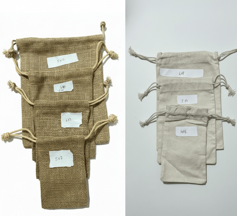 Jute and cotton pouches